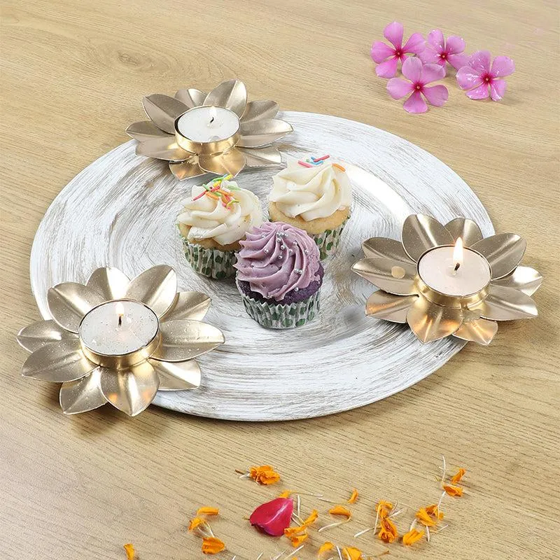 Áine Tealight Candle Holder With Platter (White) - Four Piece Set media 1