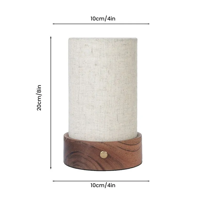 Illumo Cylindric Textured Base Fabric Wooden Table Lamp - Multicolor media 7
