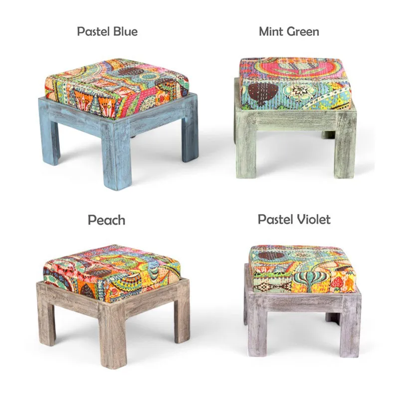 Fervon Sheesham Wooden Center Table with Stools and Cushions (Multicolor) - Nine Piece Set media 8