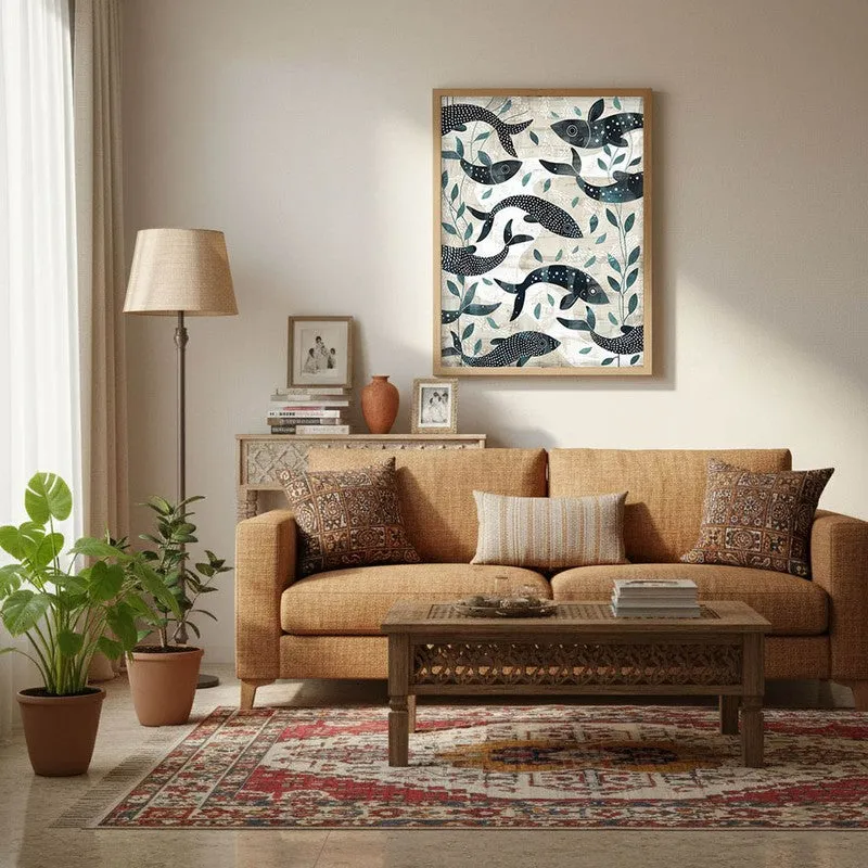 Samudra Canvas Wall Painting With Brown Frame media 6