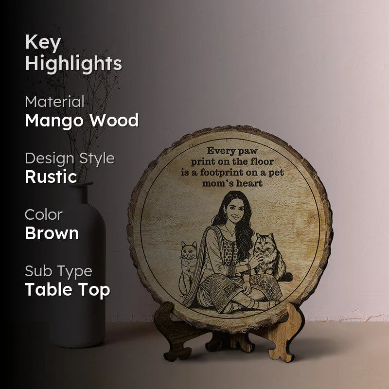A Pet Mom's Heart Wood Showpiece - Round media 2