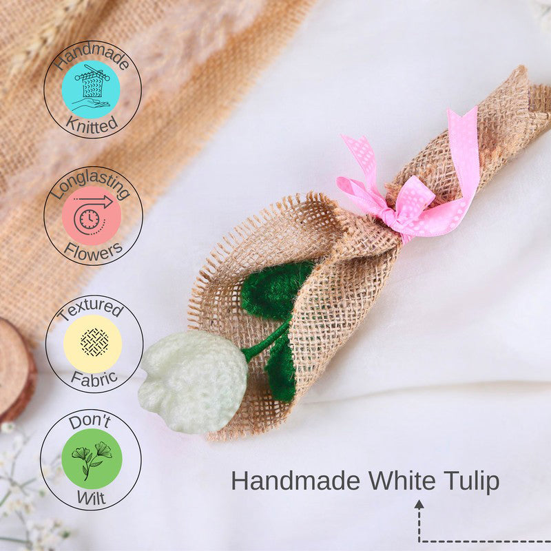 Crochet Handmade Tulip Bouquet - White media 7