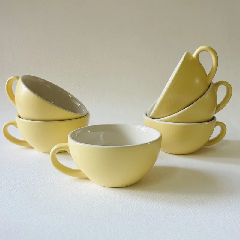 Ceramic Tea Cups (Yellow,240 mL Each) - Set Of Six media 5