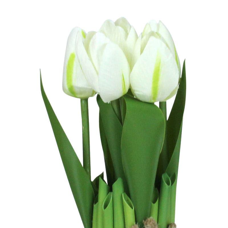 Faux Tube Tulip Flower Bunch - White media 4
