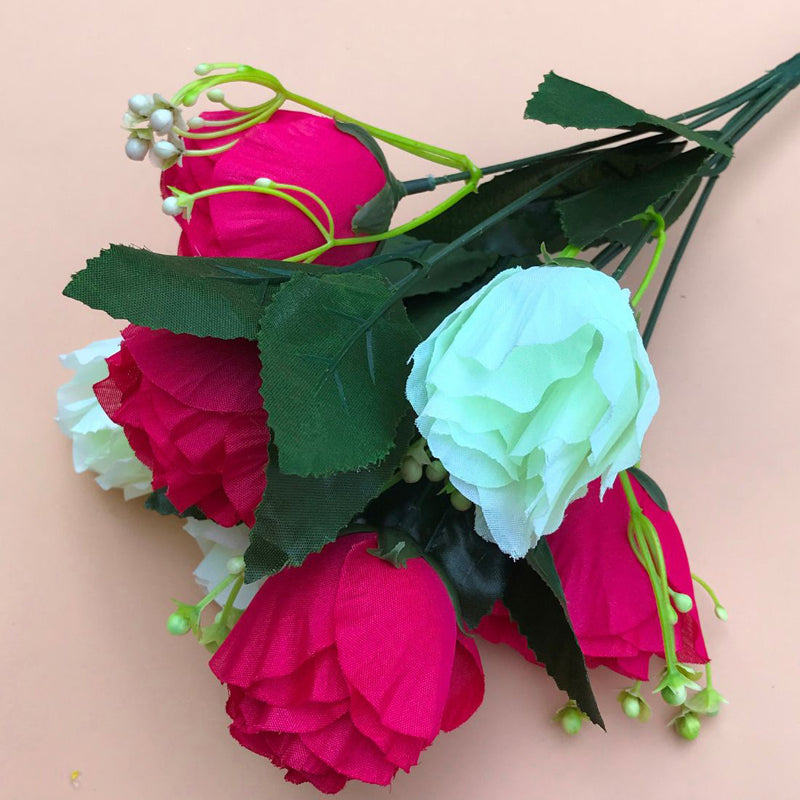 Fiora Artificial Rose (Dark Pink & White)  Set of Two media 3