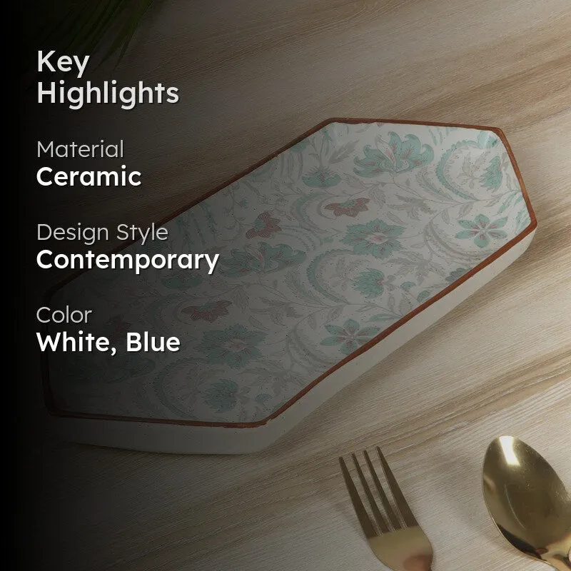 Ceramic Platter (White & Blue) - Single Piece media 2