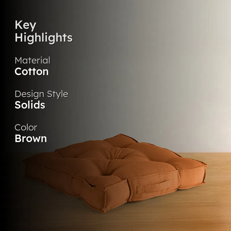 Cushflow Solid Cotton Floor Cushion - Brown media 2
