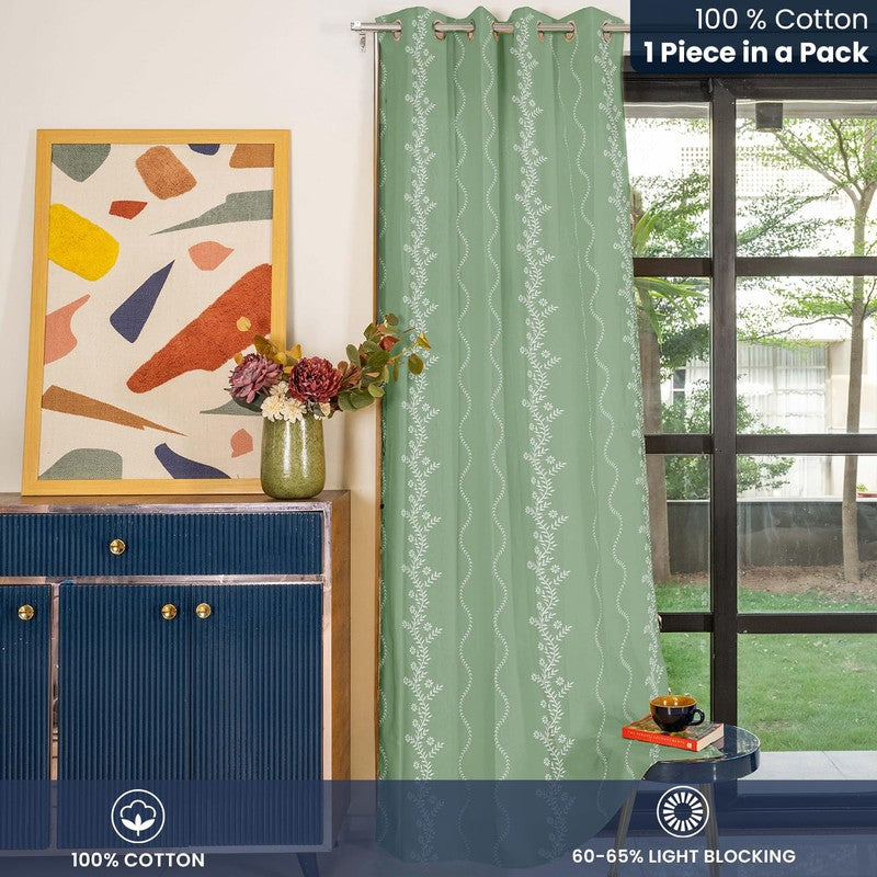 Urban Space Boho Curtain - Green & White media 4