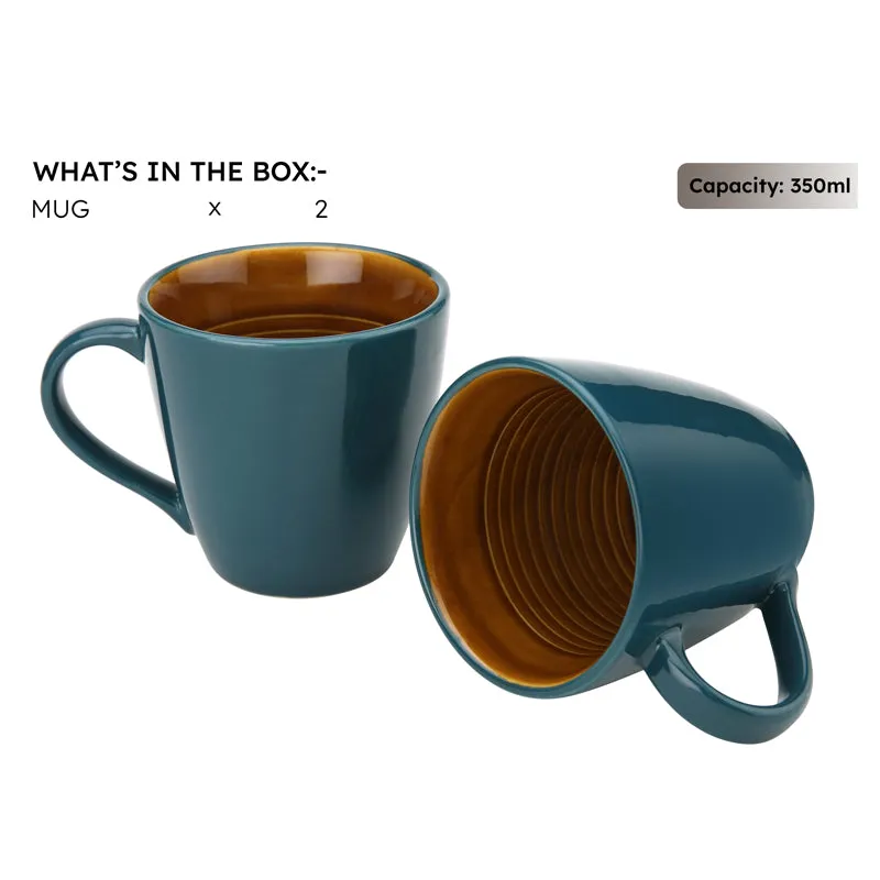 Karvaa Ceramic Coffee Mug (Cyan/350 mL Each) - Set Of Two media 6