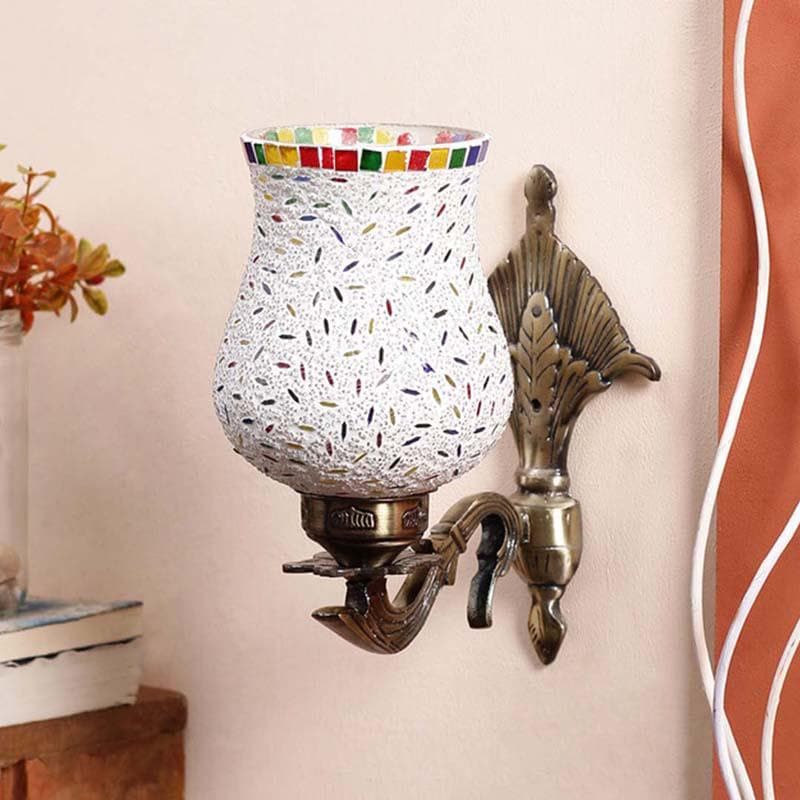 Speckled Mosaic Glass & Metal Wall Lamp media 4