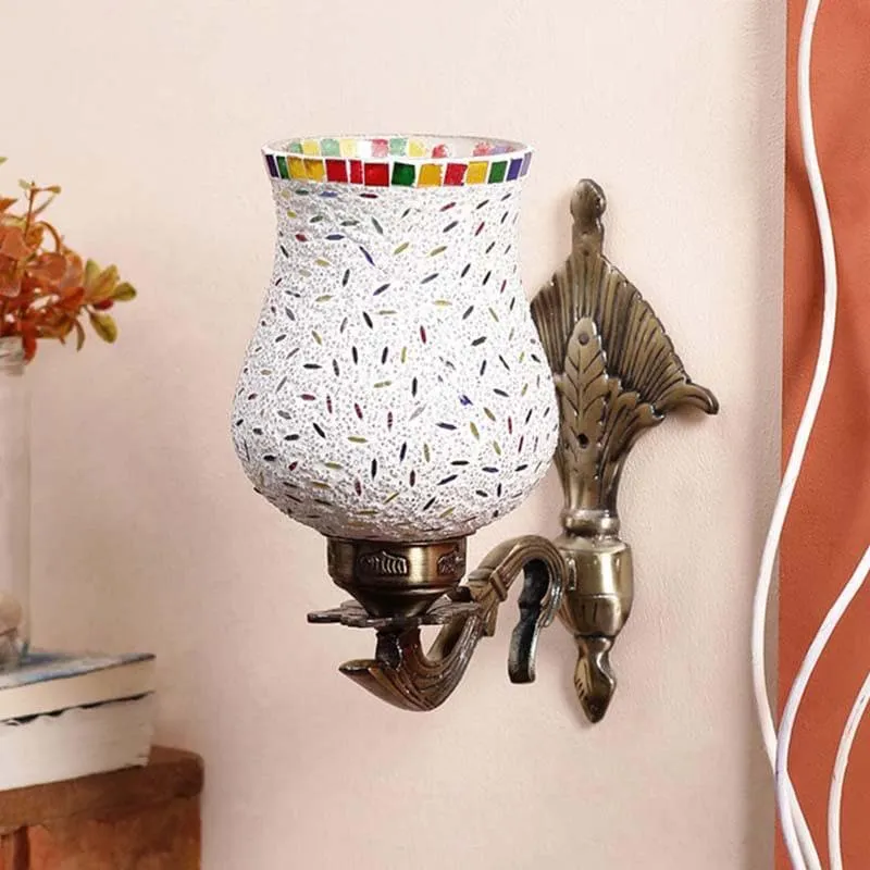 Speckled Mosaic Glass & Metal Wall Lamp media 4