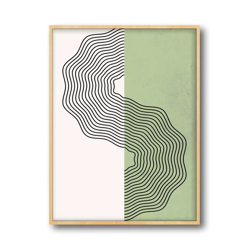 Ondas Green Archival Canvas Wall Art - Natural Brown Frame media 5