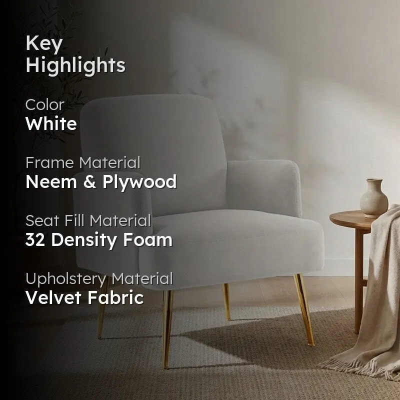 Serenza Neem Wood Accent Chair - White media 2