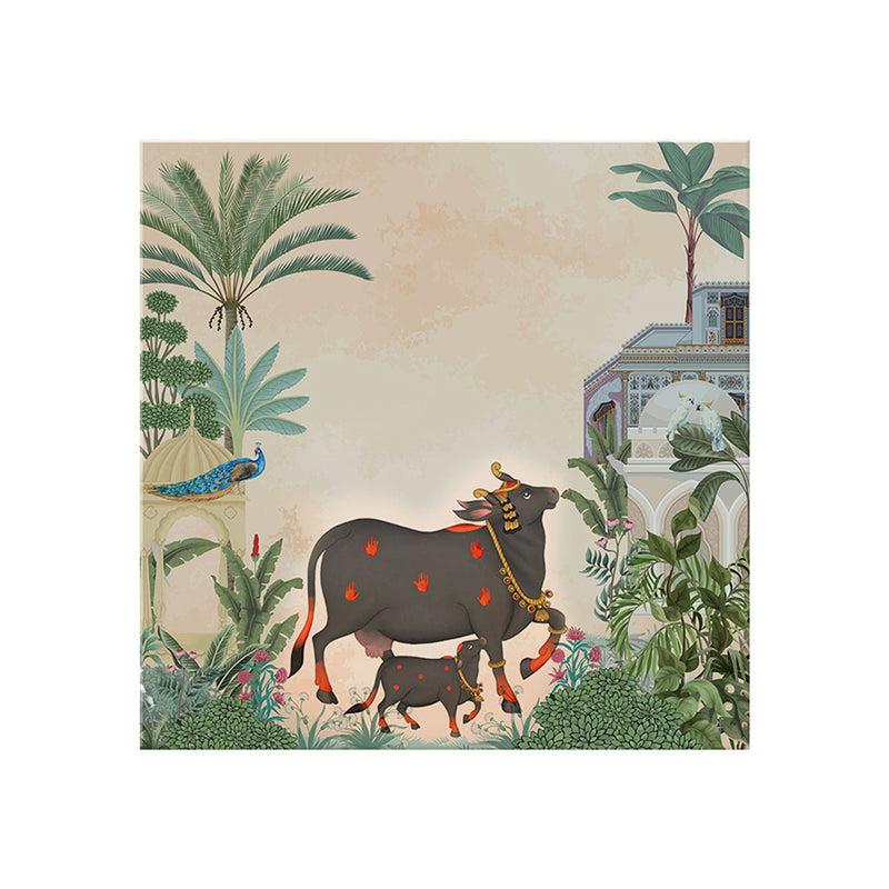Black Cow And Calf Poly Canvas Wall Painting media 4