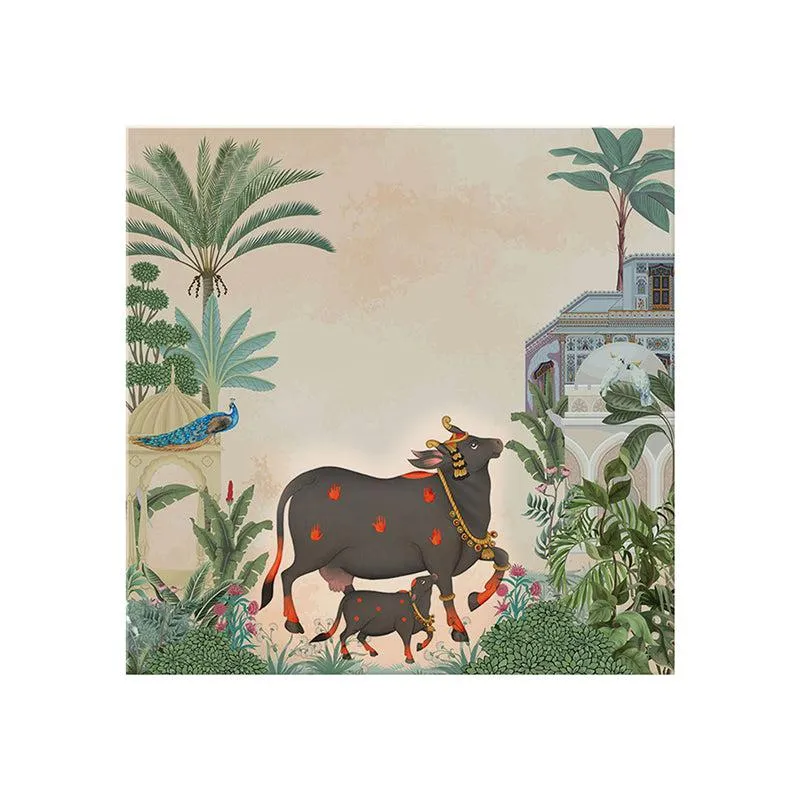 Black Cow And Calf Poly Canvas Wall Painting media 4