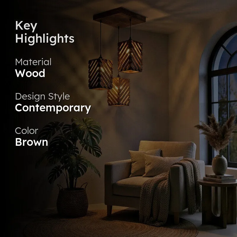 EdgeLine Wooden Ceiling Lamp - Brown media 2