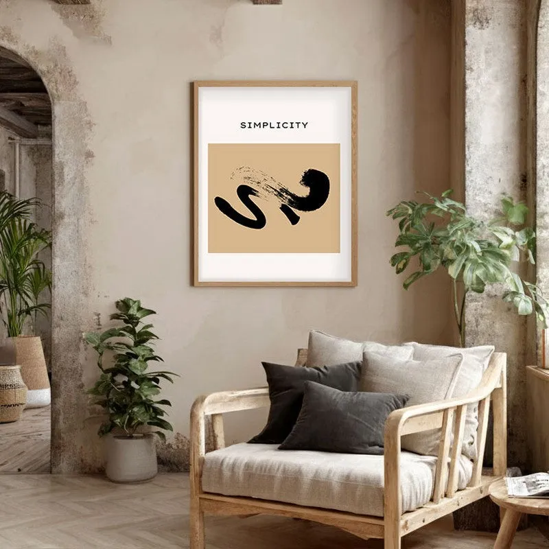 Abstract Calm Canvas Wall Painting With Brown Frame media 5