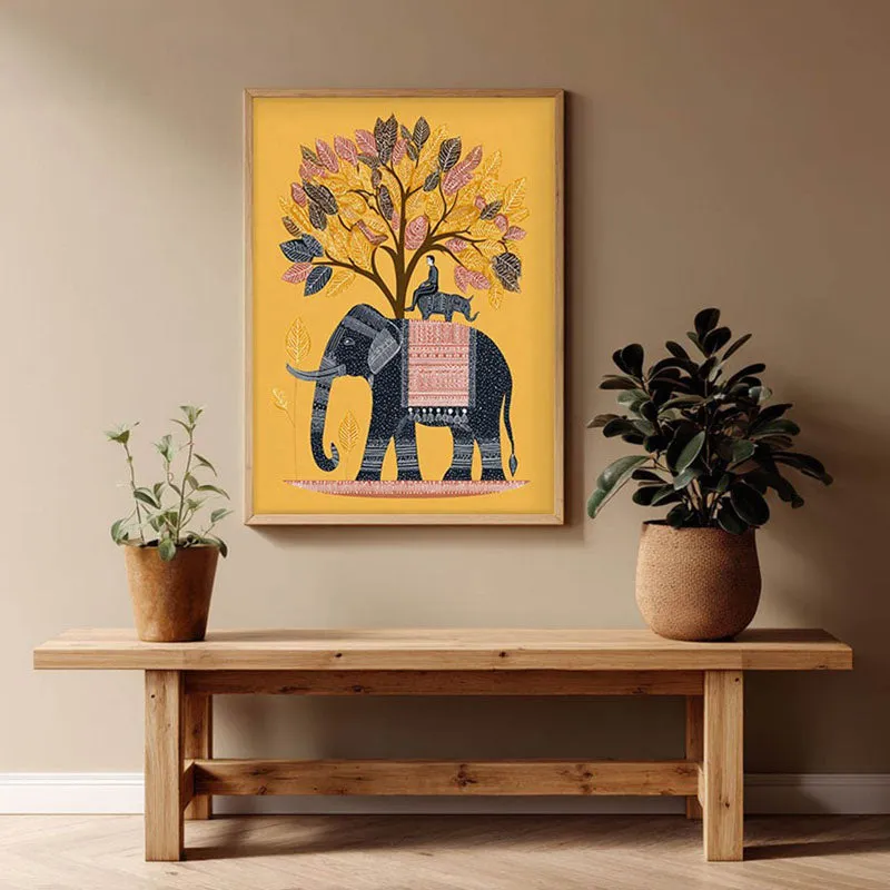 Gajtara Canvas Wall Painting With Brown Frame media 7