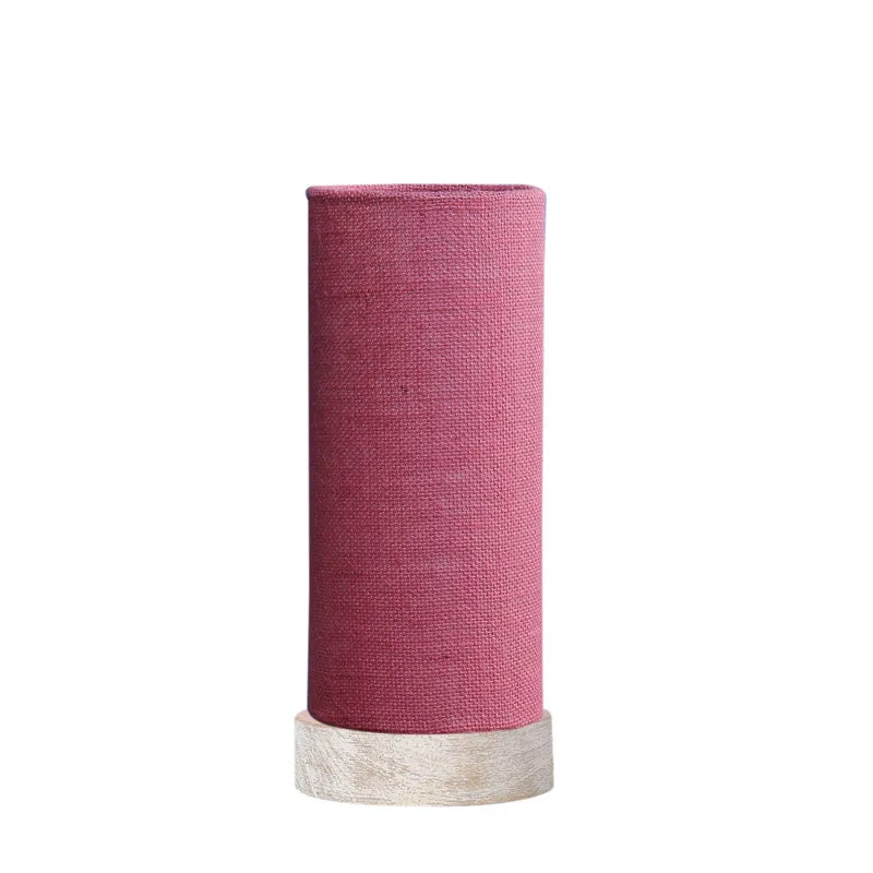 Ocra Tower Wooden Table Lamp With Jute Shade - Pink,White media 4