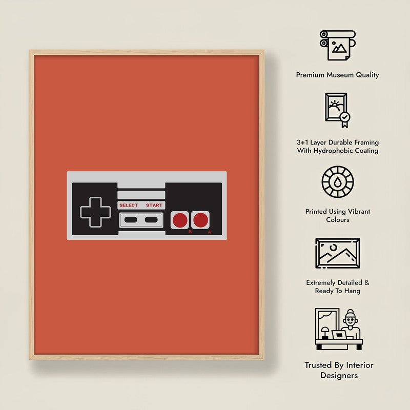 Game Mode Framed Canvas Archival Canvas Wall Painting - Natural Brown Frame media 7