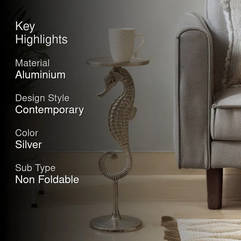 Seahorse Base Aluminum Side Table - Silver media 2