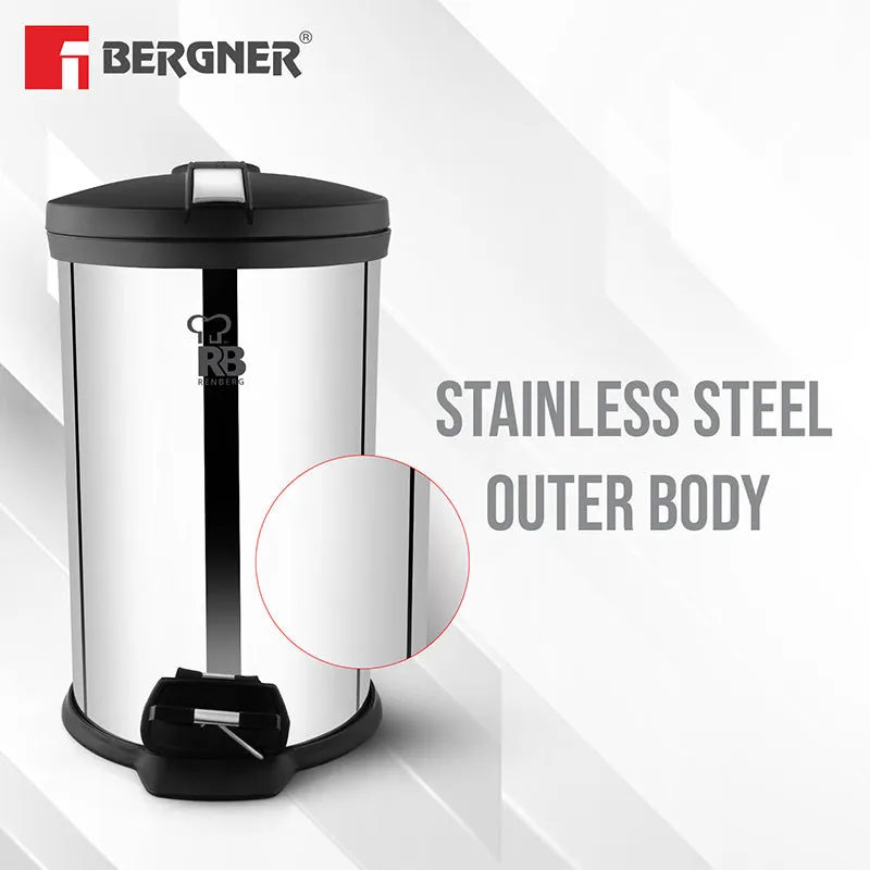 Bergner Silver Step Stainless Steel Pedal Dust Bin - 12,000 mL media 3