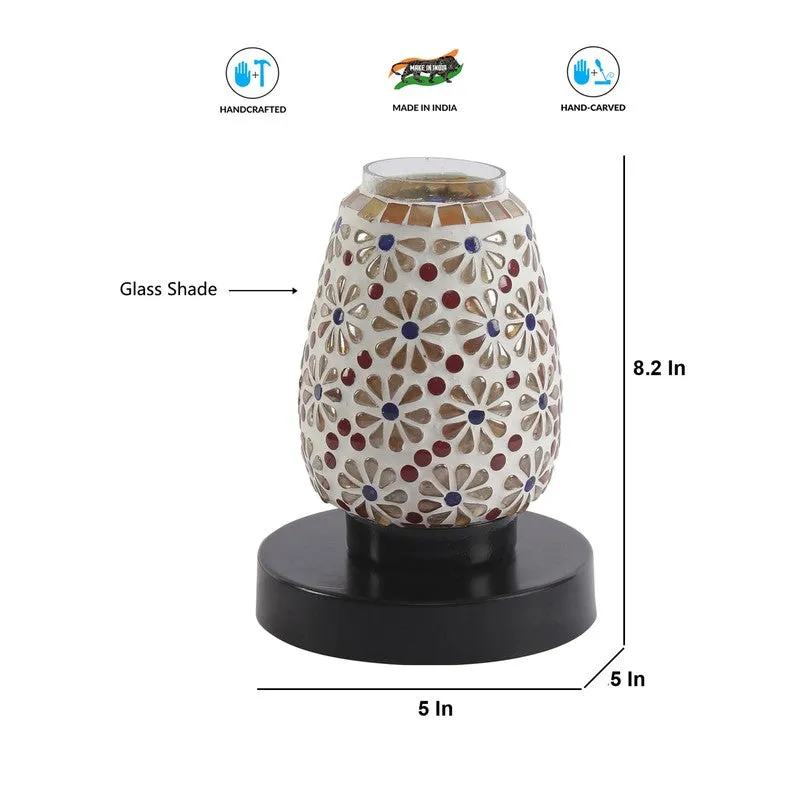 Artezo Mosaic Glass Table Lamp With Wooden Base - Multicolor media 8