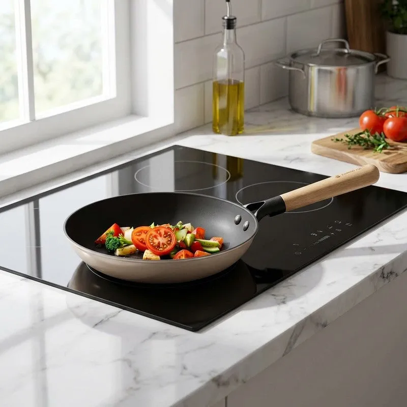 Cumin Co Enamel Cast Iron Frying Pan (White) - 1500 mL media 1