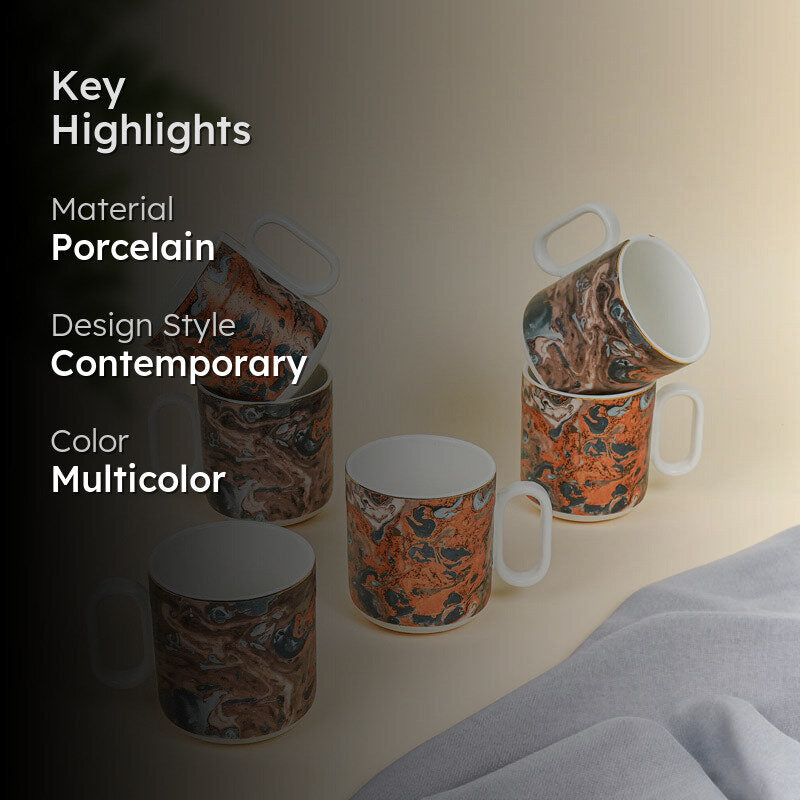 Futura Porcelain Tea Cup (180 mL Each) -  Set of Six media 2