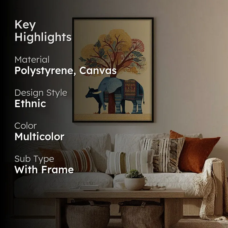 Gajraj Canvas Wall Painting With Black Frame media 2