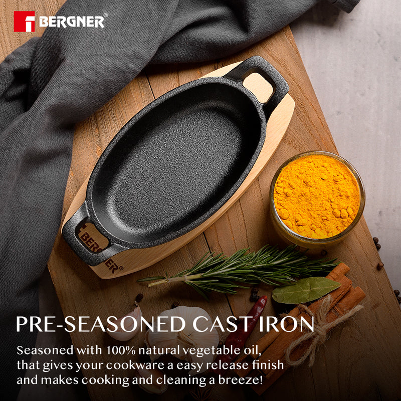 Bergner Cook & Share Cast Iron Mini Oval Baking or Cooking Pan - 240 ML media 5