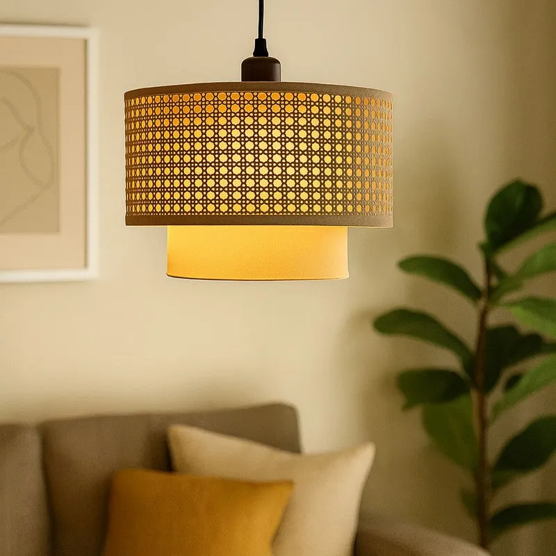 Darlinor Rattan Boho Ceiling Lamp - Brown media 1