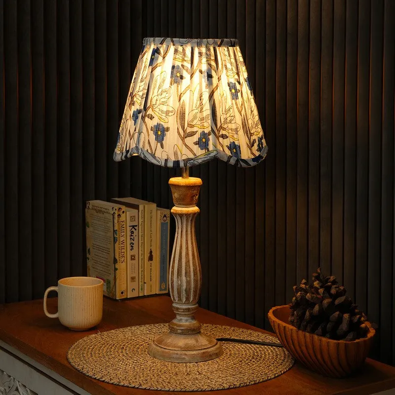 Wild Foliage Wooden Base Cotton Table Lamp - Multicolor media 1
