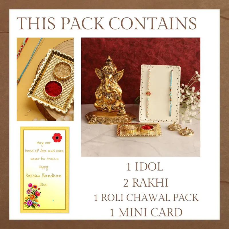 Vigneshwara Rudraksha & Evil Eye Rakhi Hamper media 5