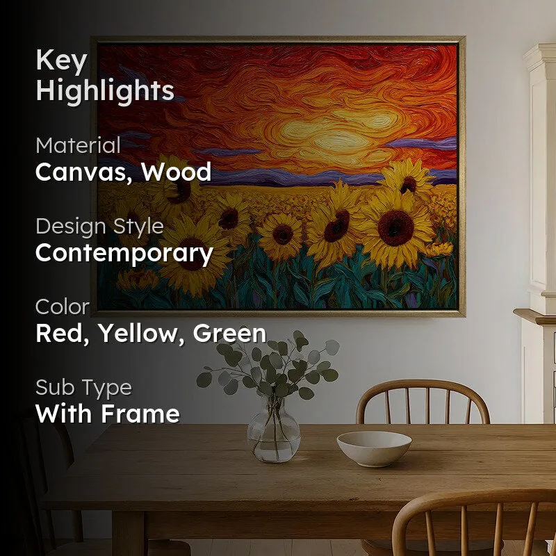 Crimson Horizon Canvas Wall Painting With Frame media 2