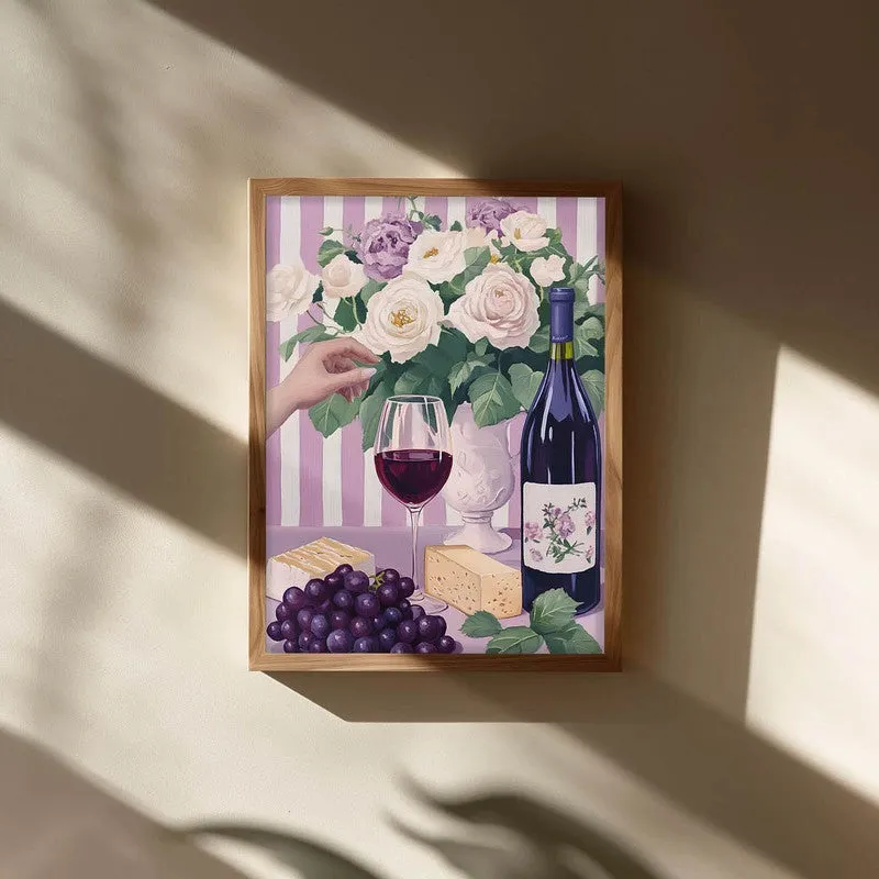 Floral Wine Archival Canvas Wall Art - Brown media 3