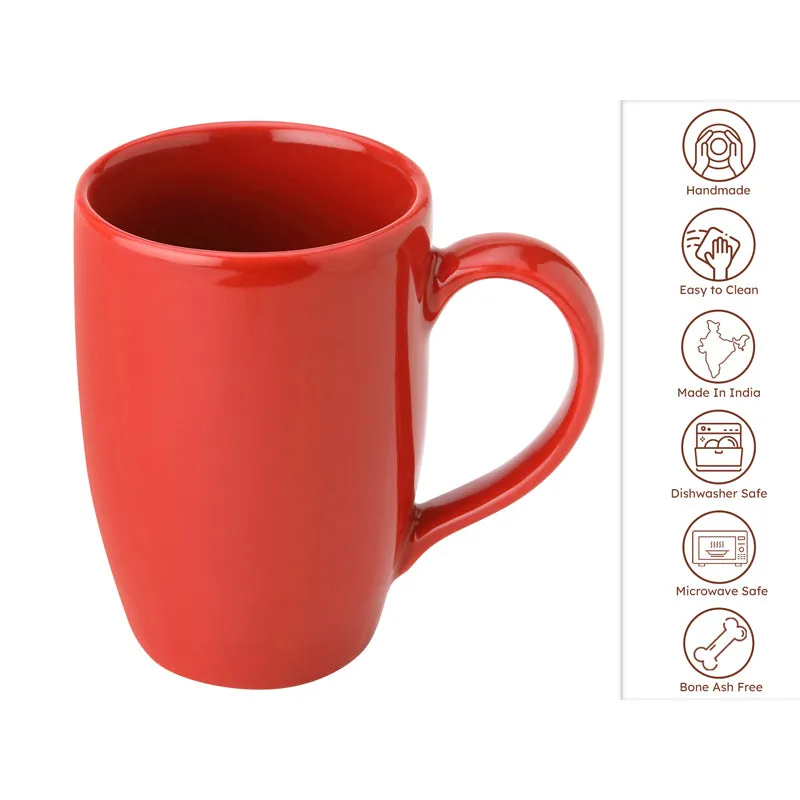 Kopi Ceramic Coffee Mug (Red/350 mL Each) - Set Of Six media 6