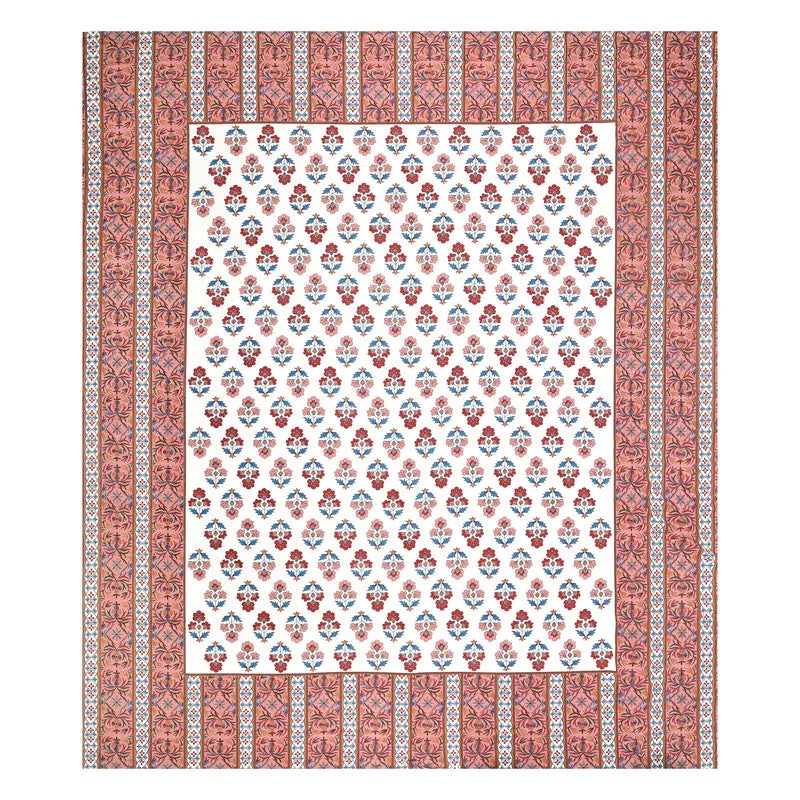 Top view of the floral bedsheet with wide patterned border