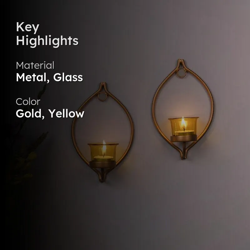 Leafy Sconce Candle Holder (Yellow) - Set Of Two media 2