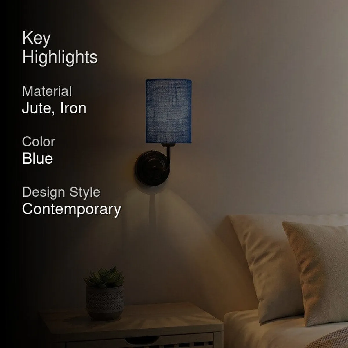 Zenith Arc Jute Wall Lamp - Blue - 2