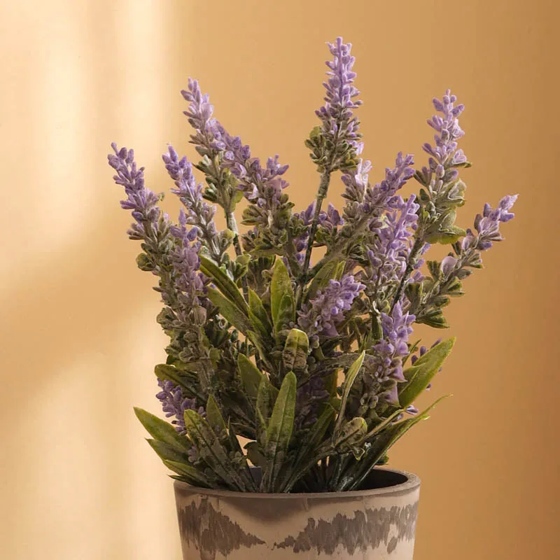 Artificial Purple Lavender Plant With Black Plastic Pot (Set Of Two) - 1 Feet media 3