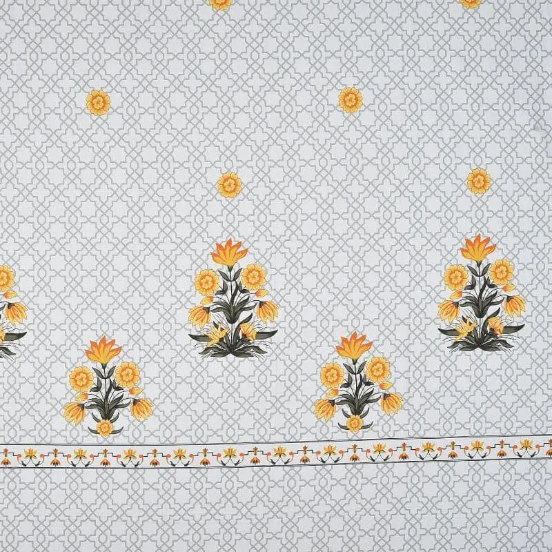 Neja Ethnic Floral Cotton Bedsheet (White,Yellow) - 210 TC media 6