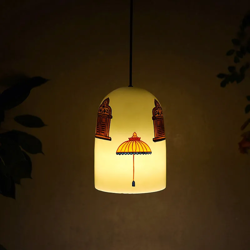 Royal Canopy Hand Painted Glass Ceiling Lamp media 1