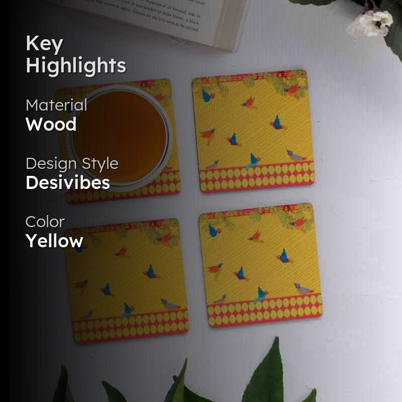 Gond Art Wooden Square Coaster - Set Of Four media 2