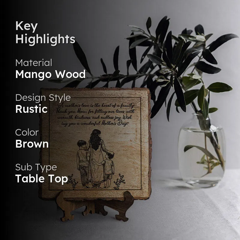 Heart Of Family Wood Showpiece - Square media 2