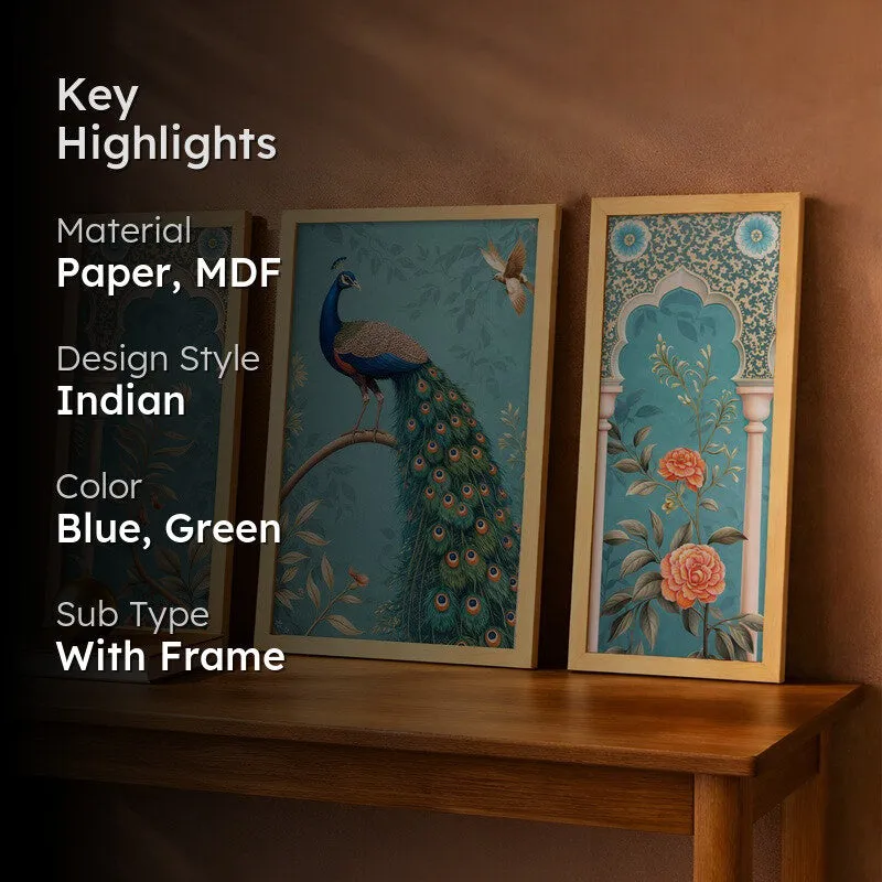 Elegent Mayur Wall Art With Frame - Set of Three media 2