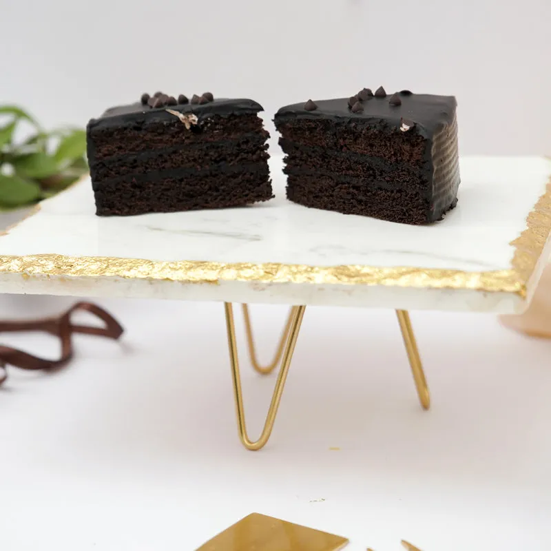 Levora Marble Cake Stand With Metal Base media 3