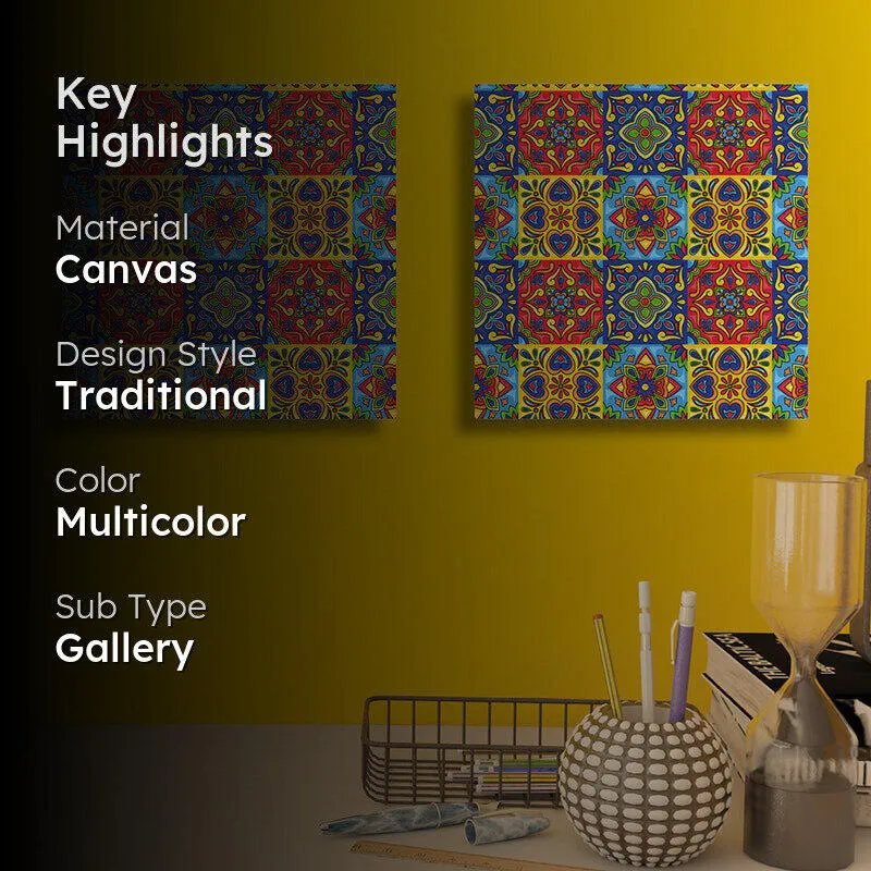 Jaipuri Mosaics Canvas Wall Art - Set Of Two media 2