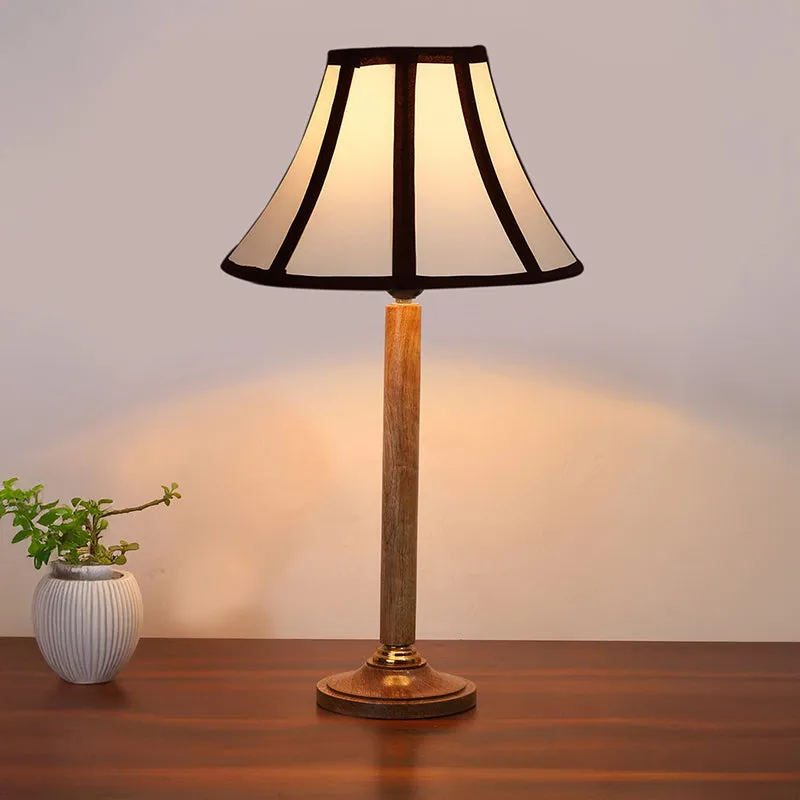 Windsor Wooden Table Lamp - White,Brown media 1
