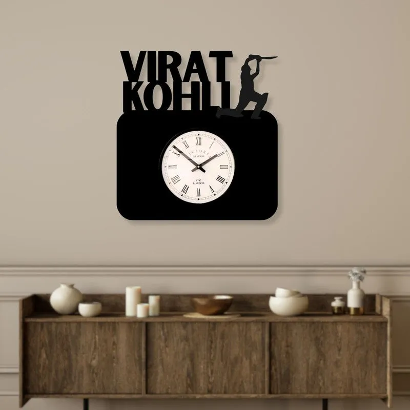Virat Kohli Steel Analog Wall Clock - Black media 3